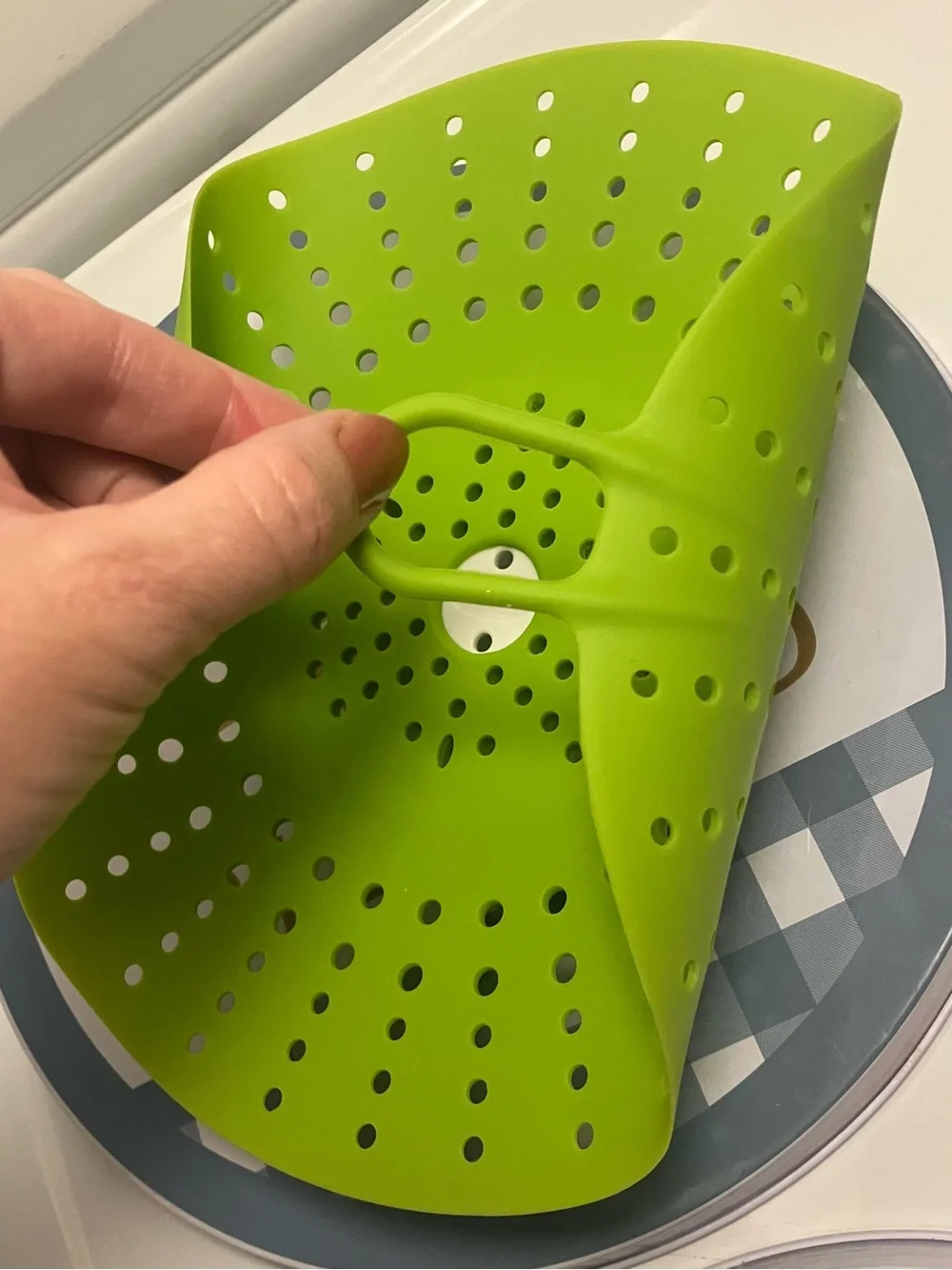 Green Silicone Steamer Basket - Flexible Strainer with Handles